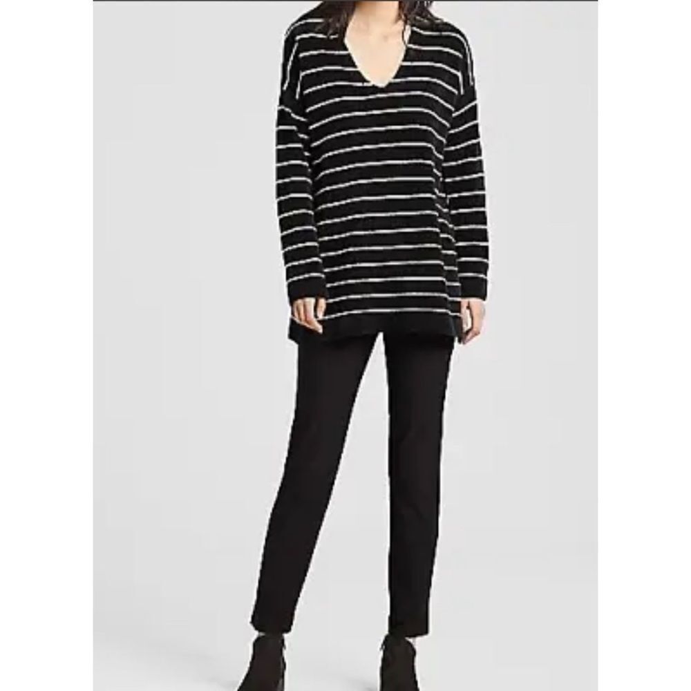 EILEEN FISHER Organic Cotton Striped Chenille Sweater Size XS READ